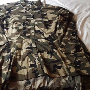 A Camouflage 100% Cotton  Mid Sleeve Blouse